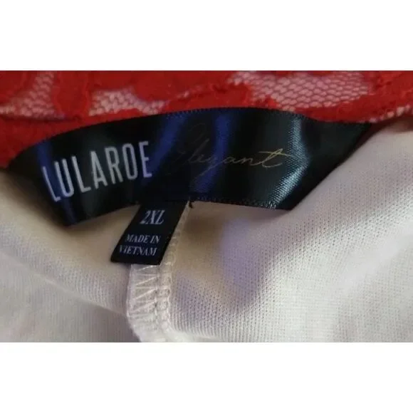 Red Lularoe Always Elegant Lace Skirt Sz 2X - Picture 6 of 8